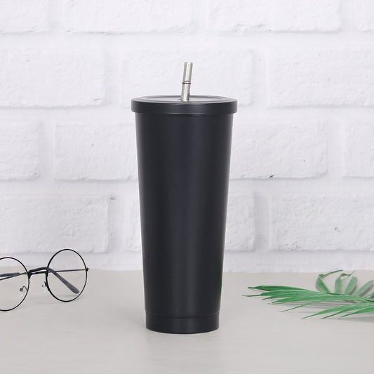 Creative coffee and water Cup with Stainless Steel Straw Cup Insulation Cup