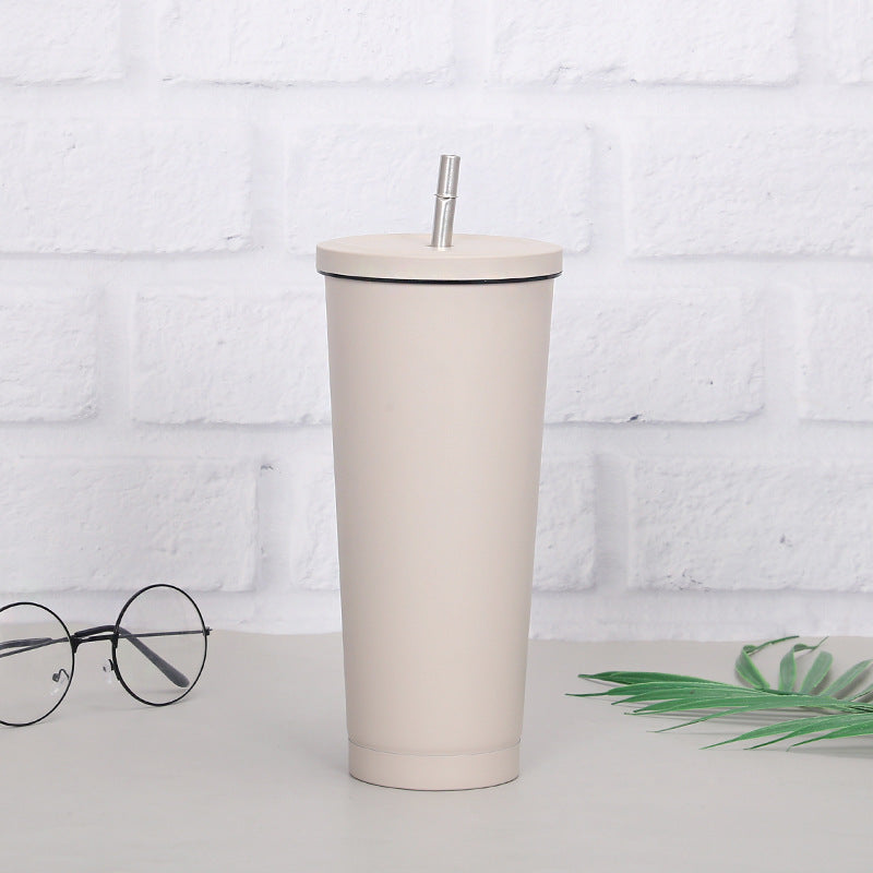 Creative coffee and water Cup with Stainless Steel Straw Cup Insulation Cup