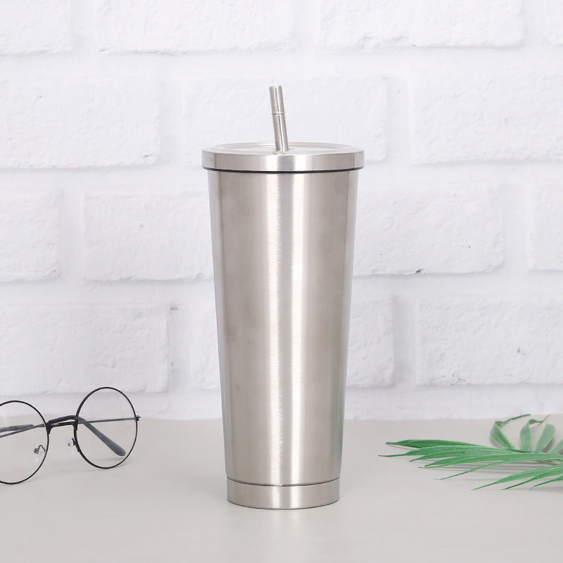 Creative coffee and water Cup with Stainless Steel Straw Cup Insulation Cup