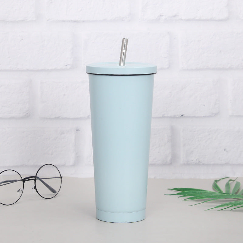 Creative coffee and water Cup with Stainless Steel Straw Cup Insulation Cup