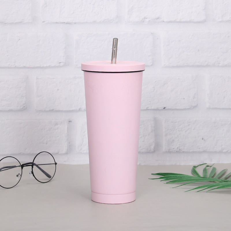 Creative coffee and water Cup with Stainless Steel Straw Cup Insulation Cup