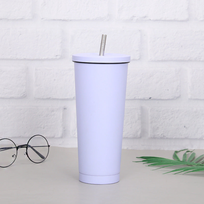 Creative coffee and water Cup with Stainless Steel Straw Cup Insulation Cup
