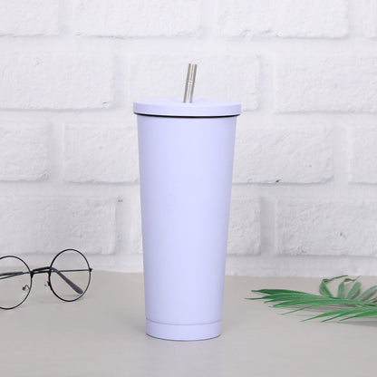 Creative coffee and water Cup with Stainless Steel Straw Cup Insulation Cup
