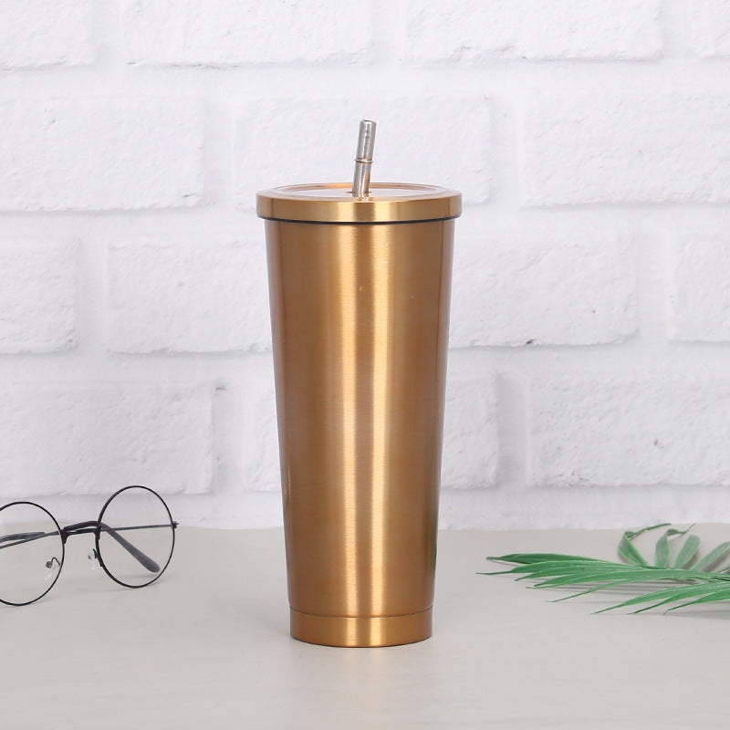 Creative coffee and water Cup with Stainless Steel Straw Cup Insulation Cup