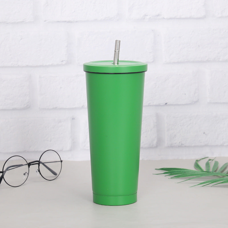 Creative coffee and water Cup with Stainless Steel Straw Cup Insulation Cup