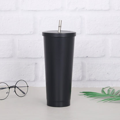Creative coffee and water Cup with Stainless Steel Straw Cup Insulation Cup